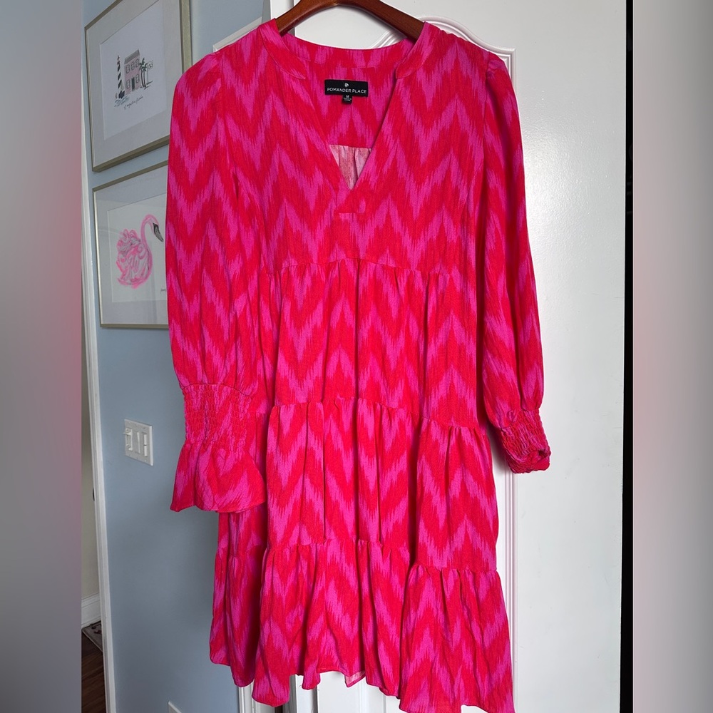 Pomander Place Red and Pink Patterned Dress (from Tuckernuck)